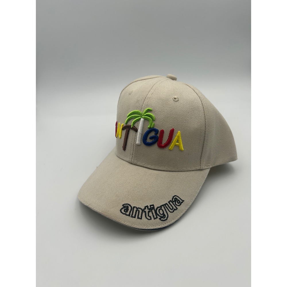 Antigua Souvenir Baseball Cap Tan Embroidered Palm Tree Adjustable Hat B1300